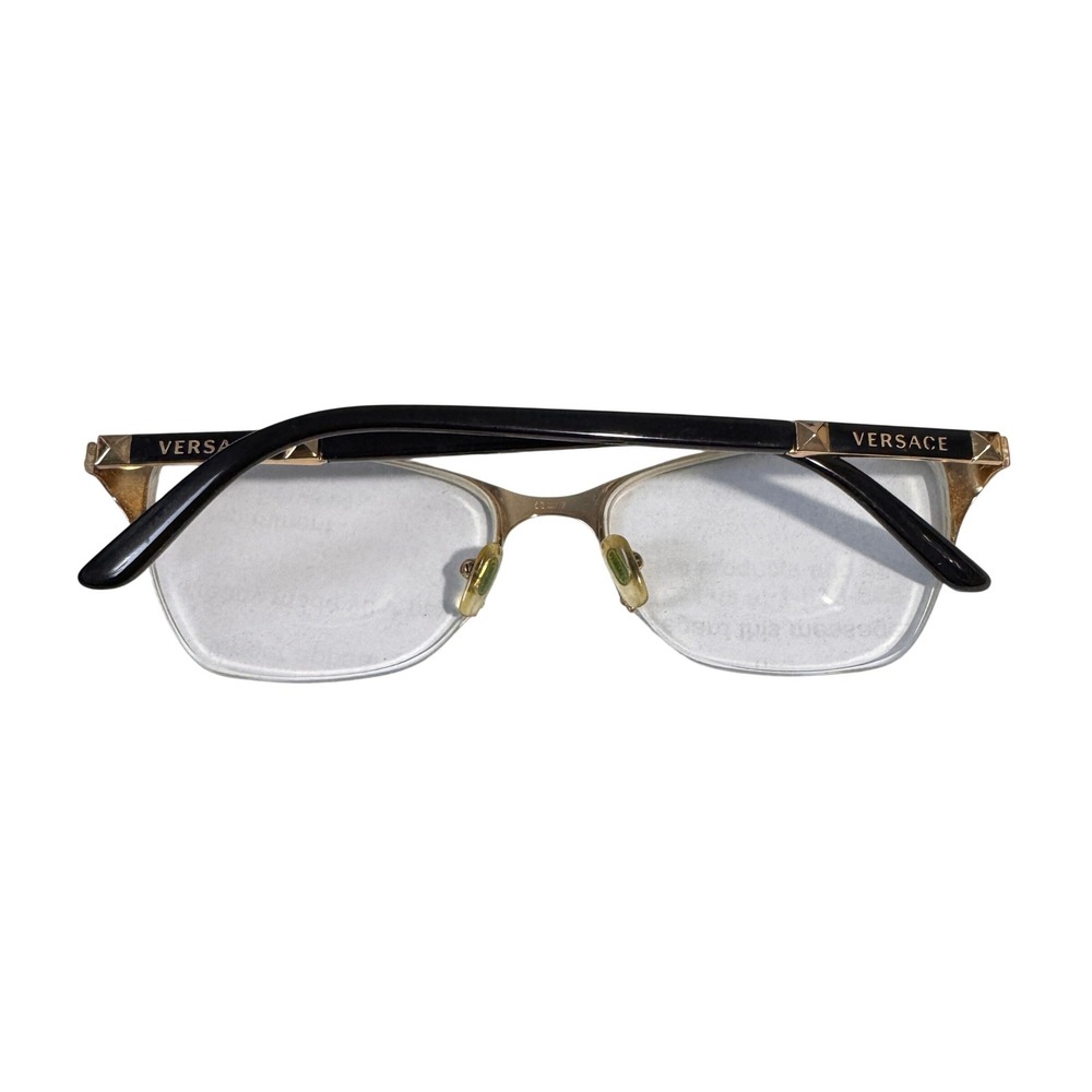 Versace Mod 1218 1342 Black Gold Semi Rimless Cat Eye Eyeglass Frames with Case - Picture 3 of 6